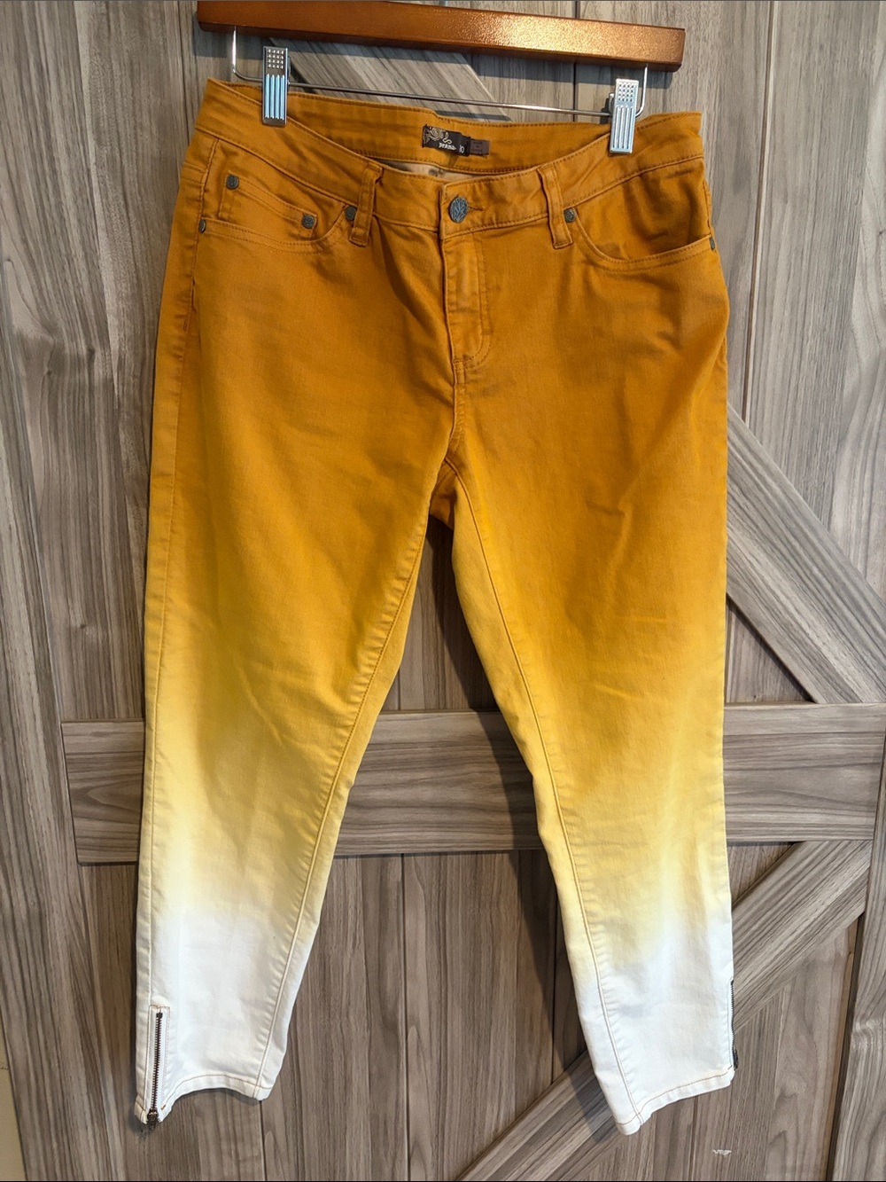 Prana Ombre Mustard-to-White Cropped Jeans